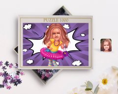 Kişiye Özel Kız Çocuk Karikatürlü 1000 Parça Profesyonel Puzzle-11