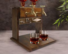 BK Gift Kişiye Özel Kabartma İsimli Çift Musluklu Doğal Ahşap Viski Standı, İçki Standı, Doğum Günü Hediyesi, Ev Hediyesi, Erkek Hediye-29