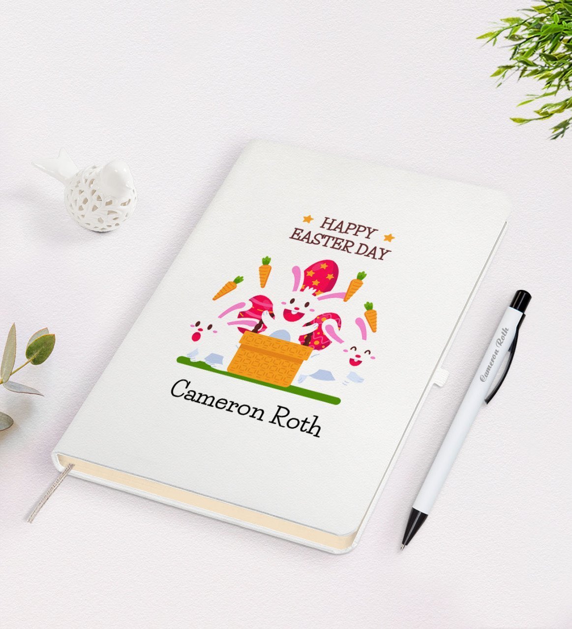 Kişiye Özel Paskalya Bayramı Beyaz Defter ve Kalem Seti-5