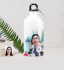 Kişiye Özel Bayan Veteriner Hekim Karikatürlü Metal Suluk (500 ml.) 1