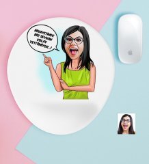 Kişiye Özel Bayan Kolay Yetişmiyor Karikatürlü Bilek Destekli Mouse Pad-5