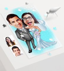 Kişiye Özel Evleniyoruz Karikatür 240 Parça A3 Puzzle - 5