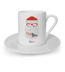 Kişiye Özel Noel Baba Mutlu Yıllar Türk Kahvesi Fincanı - 3