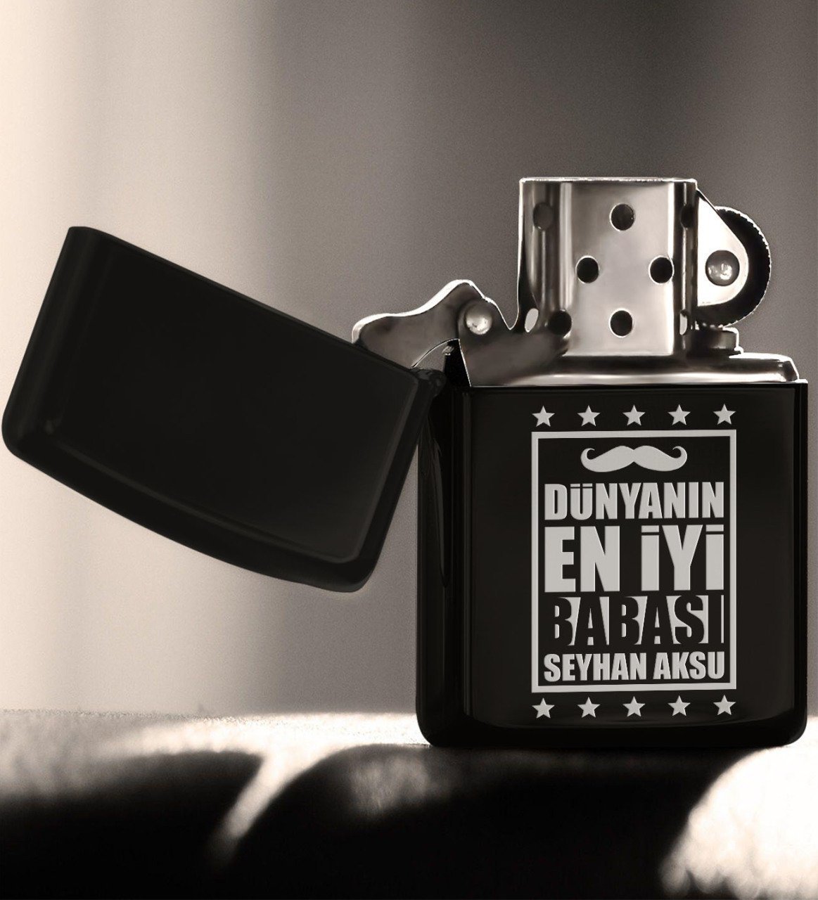 Kişiye Özel Dünyanın En İyi Babası Siyah Benzinli Metal Çakmak-5