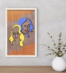 BK Home Woman Line Dekoratif Ahşap Beyaz Çerçeveli Tablo-2