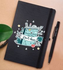 BK Gift Kişiye Özel Öğretmenler Günü Tasarımlı Siyah Defter ve Metal Versatil Kalem(0,7 Kurşun) Hediye Seti-1