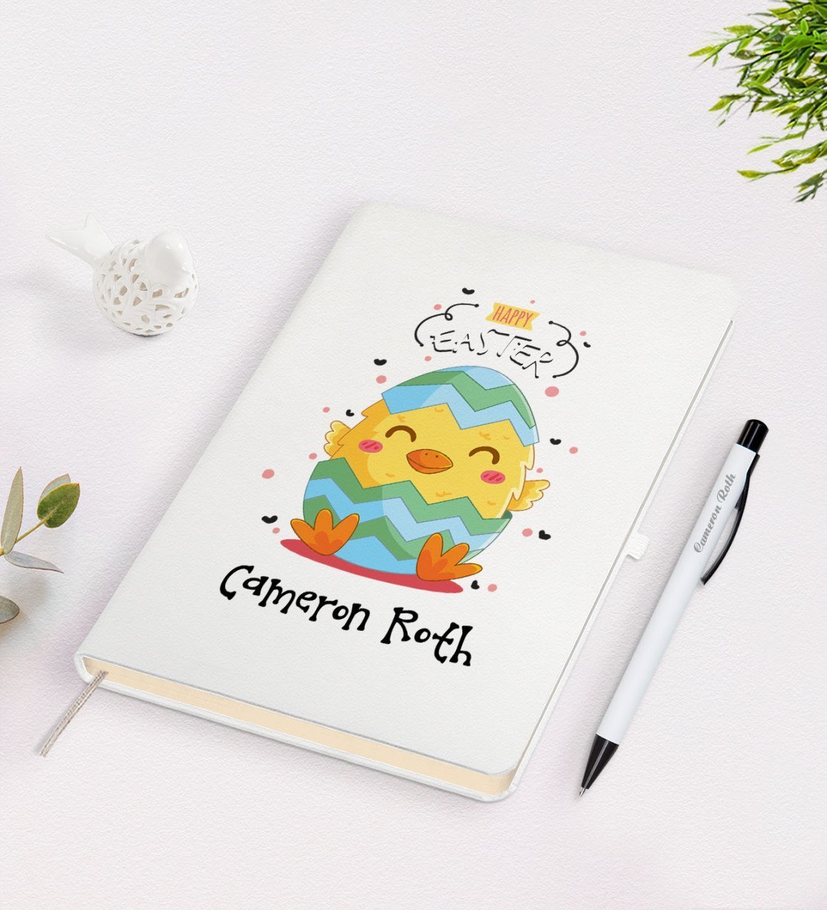 Kişiye Özel Paskalya Bayramı Beyaz Defter ve Kalem Seti-4