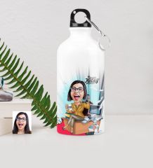Kişiye Özel Bayan Muhasebeci Karikatürlü Metal Suluk (500 ml.) 1