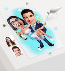Kişiye Özel Evleniyoruz Karikatür 240 Parça A3 Puzzle - 4