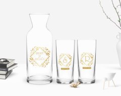 Kişiye Özel Renkli Baskılı İsimli İkili Rakı Bardağı ve Karaf Hediye Seti-15