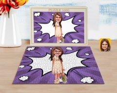 Kişiye Özel Kız Çocuk Karikatürlü 1000 Parça Profesyonel Puzzle-7