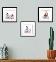 BK Gift Kişiye Özel Fotoğraflı Yapışkanlı Sök-Tak 3’lü Siyah Kare Çerçeve 21x21cm, Ev Hediyesi, Duvar Dekoru