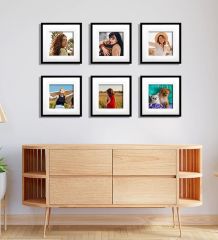 BK Gift Kişiye Özel Fotoğraflı Yapışkanlı Sök-Tak 3’lü Siyah Kare Çerçeve 21x21cm, Ev Hediyesi, Duvar Dekoru