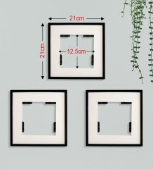BK Gift Kişiye Özel Fotoğraflı Yapışkanlı Sök-Tak 3’lü Siyah Kare Çerçeve 21x21cm, Ev Hediyesi, Duvar Dekoru