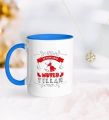 Kişiye Özel Yılbaşı Mutlu Yıllar Mavi Kupa ve Kar Tanesi Kolye-7
