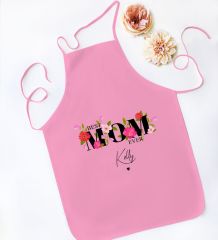 BK Gift Kişiye Özel İsimli Anneler Günü Tasarımlı Pembe Mutfak Önlüğü, Aşçı Önlüğü, Şef Önlüğü, Anneye Hediye-13