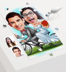Kişiye Özel Evleniyoruz Karikatür 240 Parça A3 Puzzle - 3