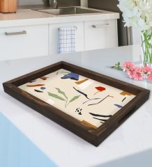 BK Gift Modern Art Tasarımlı Doğal Ahşap Tepsi-20