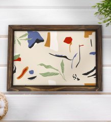 BK Gift Modern Art Tasarımlı Doğal Ahşap Tepsi-20