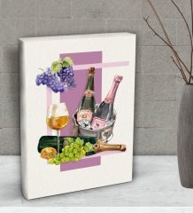 BK Gift Şarap Tasarımlı Dekoratif Mini Kanvas Tablo 15x20cm-10