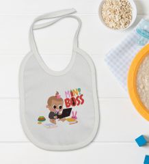 BK Kids Mini Boss Tasarımlı Bebek Body Zıbın ve Mama Önlüğü Hediye Seti - Model 1