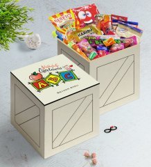 Kişiye Özel Anasınıfı Öğretmeni Ahşap Kutuda Nostaljik Lezzetler Hediye Seti-1