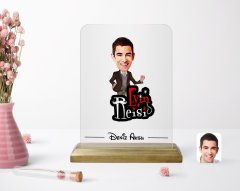 Kişiye Özel Evin Reisi Karikatürlü Ahşap Standlı Çerçeve-2