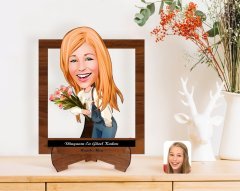 Kişiye Özel Kadınlar Günü Dünyanın En Güzel Kadını Karikatürlü Ahşap Standlı 3D Biblo-22