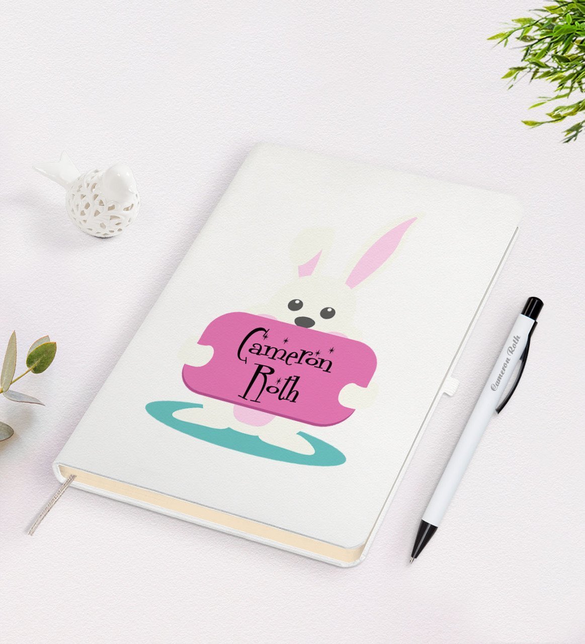 Kişiye Özel Paskalya Bayramı Beyaz Defter ve Kalem Seti-2
