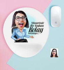Kişiye Özel Bayan Kolay Yetişmiyor Karikatürlü Bilek Destekli Mouse Pad-2
