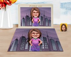 Kişiye Özel Kız Çocuk Karikatürlü 1000 Parça Profesyonel Puzzle-3