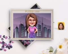 Kişiye Özel Kız Çocuk Karikatürlü 1000 Parça Profesyonel Puzzle-3