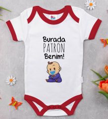 BK Kids Burada Patron Benim Tasarımlı Kırmızı Bebek Body Zıbın-1