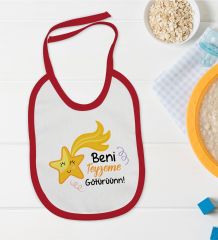 BK Kids Beni Teyzeme Götürün Tasarımlı Kırmızı Bebek Mama Önlüğü-1
