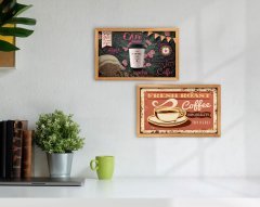 BK Home Coffee Tasarımlı Dekoratif 2'li Retro Ahşap Tablo-12