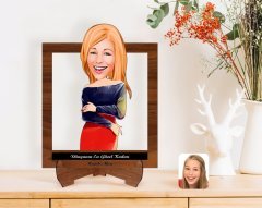 Kişiye Özel Kadınlar Günü Dünyanın En Güzel Kadını Karikatürlü Ahşap Standlı 3D Biblo-21