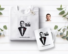 Kişiye Özel Godfather Baba Tasarımlı Beyaz Tişört ve Kupa Seti-5