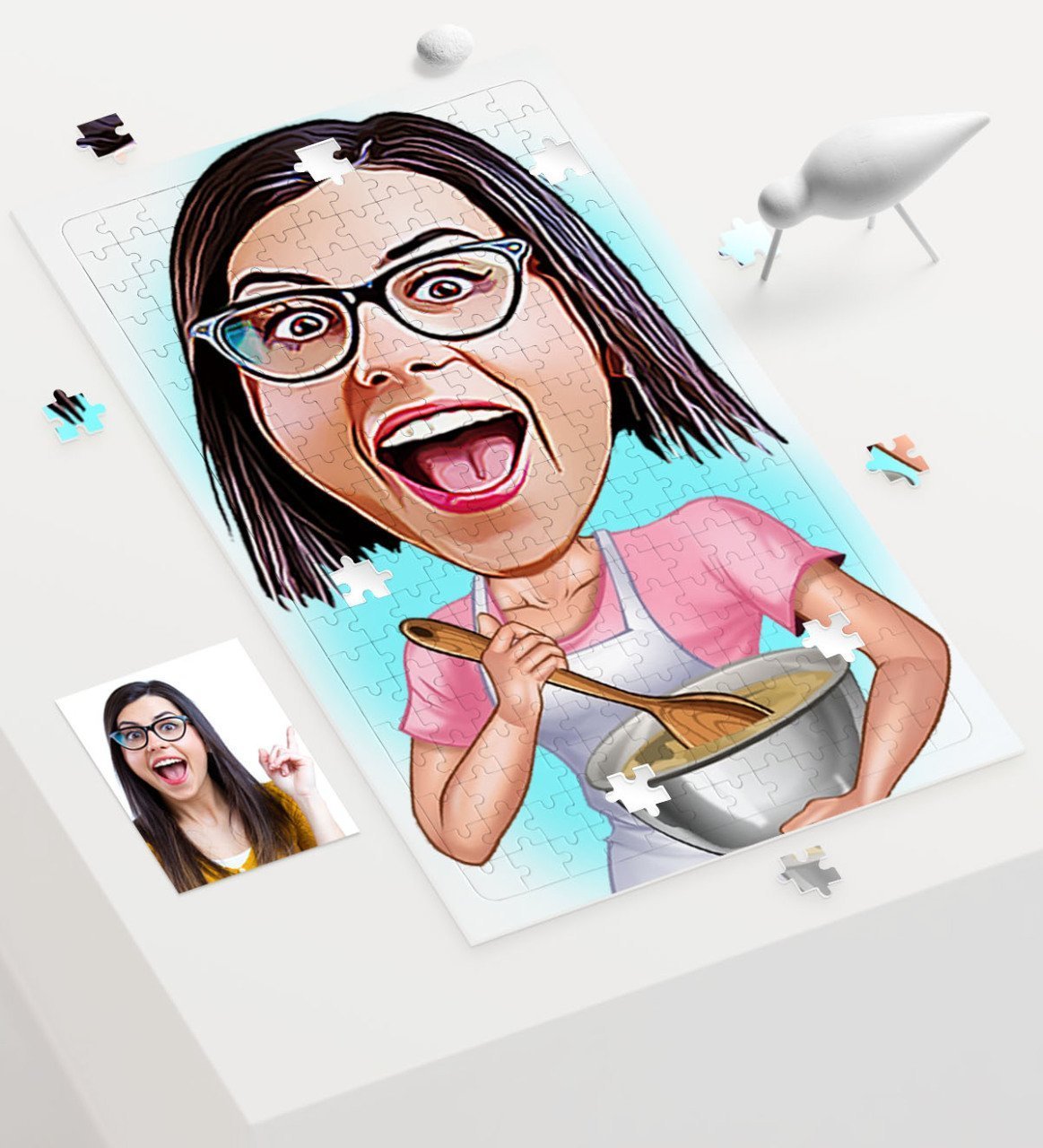 Kişiye Özel Ev Hanımı Karikatür 240 Parça A3 Puzzle - 1