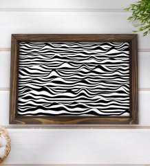 BK Gift Modern Art Tasarımlı Doğal Ahşap Tepsi-18