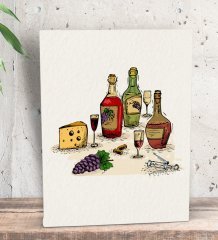 BK Gift Şarap Tasarımlı Dekoratif Mini Kanvas Tablo 15x20cm-8