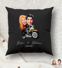 BK Gift Kişiye Özel Sevgililer Karikatürlü Premium Kumaş Siyah Kırlent Yastık, Ev Hediyesi, Ev Dekorasyonu, Kişiselleştirilmiş Yastık, Dekoratif Hediye-12