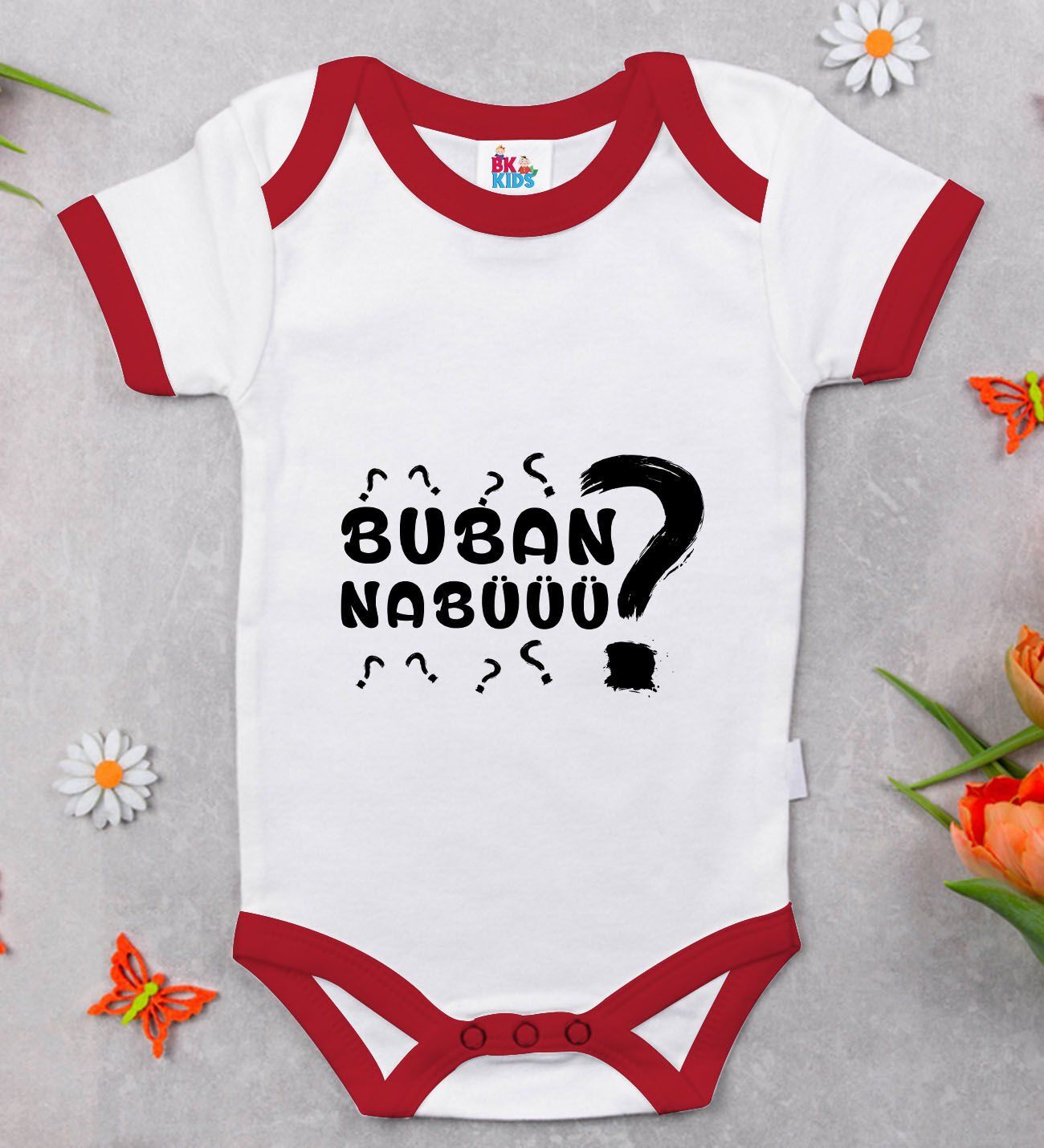 BK Kids Buban Nabüüü Tasarımlı Kırmızı Bebek Body Zıbın-1