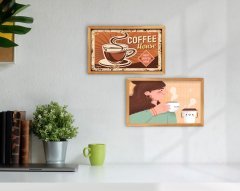 BK Home Coffee Tasarımlı Dekoratif 2'li Retro Ahşap Tablo-11