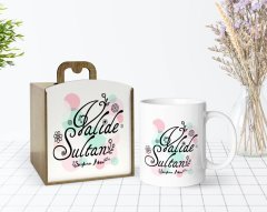 Kişiye Özel Ahşap Kutuda Anneler Günü Temalı Valide Sultan Tasarımlı Beyaz Kupa Bardak-3