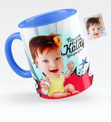 Kişiye Özel Kız Bebek Karikatürlü Mavi Kupa Bardak - 1