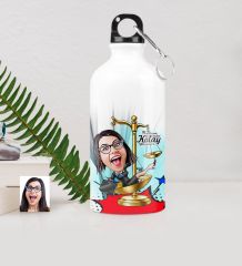Kişiye Özel Bayan Avukat Karikatürlü Metal Suluk (500 ml.) 4