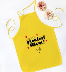 BK Gift Kişiye Özel İsimli Anneler Günü Tasarımlı Sarı Mutfak Önlüğü, Aşçı Önlüğü, Şef Önlüğü, Anneye Hediye-22