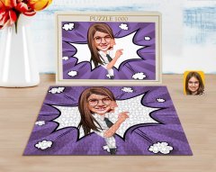 Kişiye Özel Kız Çocuk Karikatürlü 1000 Parça Profesyonel Puzzle-1