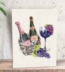BK Gift Şarap Tasarımlı Dekoratif Mini Kanvas Tablo 15x20cm-7