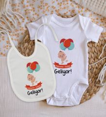 BK Kids Mekanın Sahibi Geliyor Tasarımlı Bebek Body Zıbın ve Mama Önlüğü Hediye Seti - Model 1